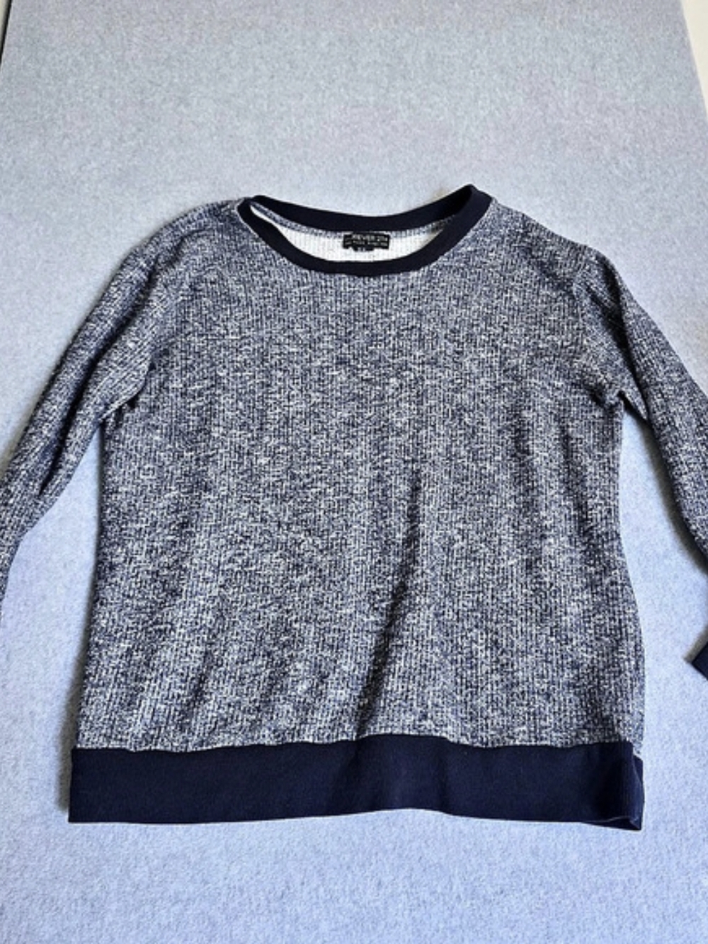 Forever 21 Plus 1X Navy White Marled Knit Pullover Sweatshirt